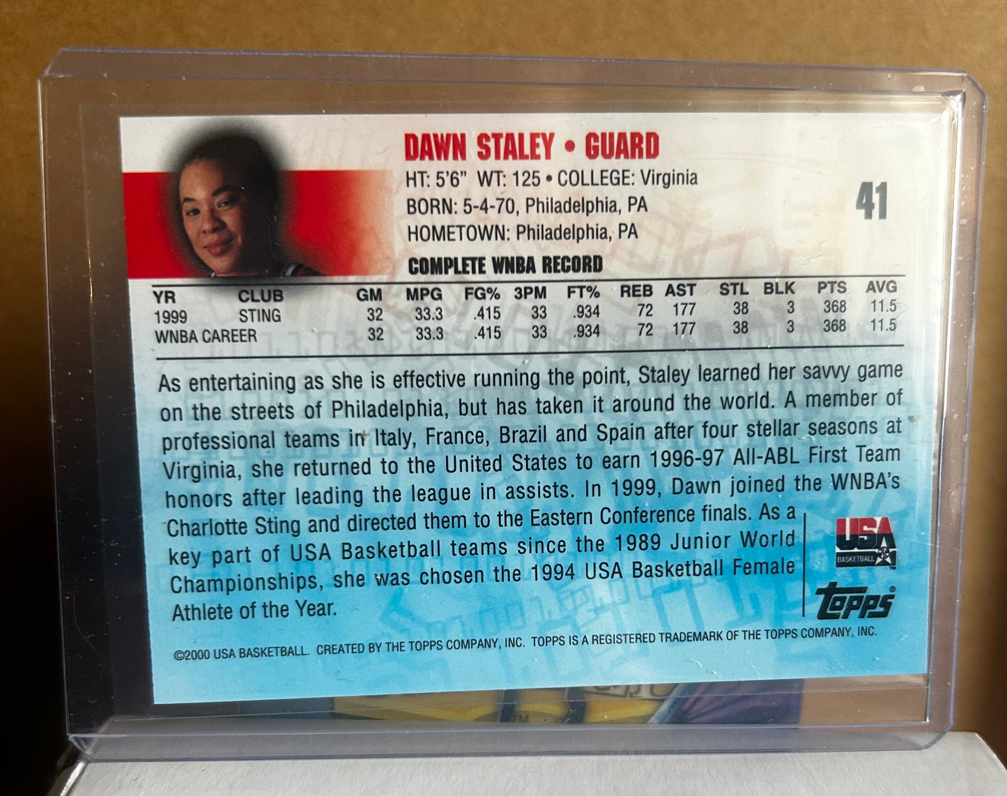 2000 Topps Team USA #41 Dawn Staley